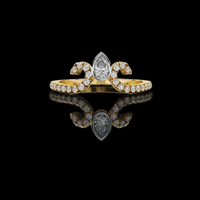 1.00 CT Affordable Vintage Pear Cut Lab Grown Diamond Crown Ring By Ivevar For Soft Truth