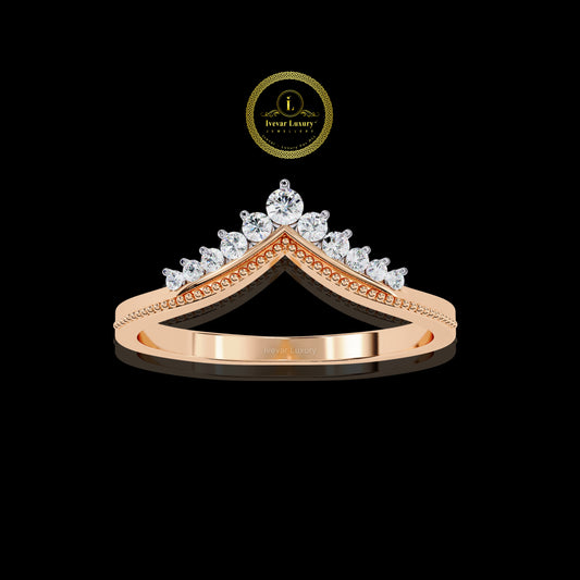 Eternal Love Curved Moissanite Diamond Ring 925 Silver 18k Gold Plated Wedding Band