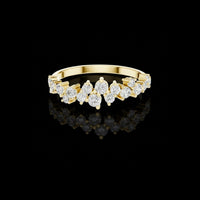 1.00 TCW Ethereal Gold Round Lab Grown Diamond Crown Wedding Band with Scalloped Design