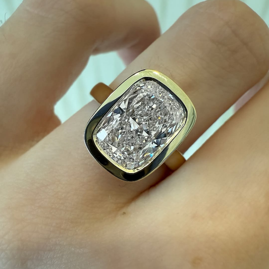 3.50 TCW Elegant Crushed Ice Radiant Moissanite Diamond Solitaire Ring with Floating Bezel Design Fine Jewelry For Her