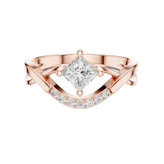 Princess Cut Chevron Moissanite Ring With Open Frame - view 2
