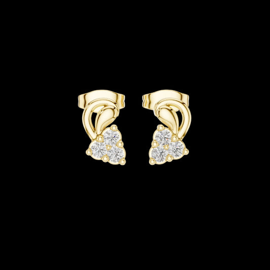 0.27 TCW Exclusive Round Cut Moissanite Diamond Cluster Stud Earrings with Sculpted Curved Design