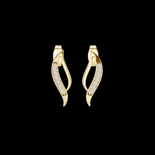 0.14 TCW Serenova Curve Moissanite Diamond Gold Stud Earrings with Fluid Open Arc Design For Gift