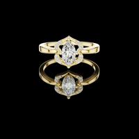 1.00 CT Stunning Marquise Lab Grown Diamond Ring with Elegant Curved Crown Halo and Polished Band