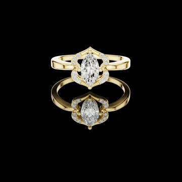 1.00 CT Stunning Marquise Moissanite Diamond Ring with Elegant Curved Crown Halo and Polished Band