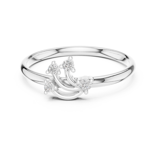 Round Cut Moissanite Curved Cluster Ring for Women - view 3