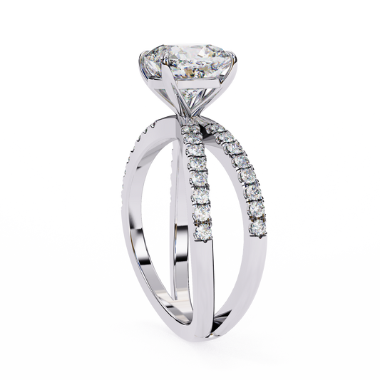 Split Shank Pave Cushion Lab Diamond Engagement Ring - view 4