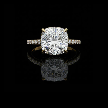 3.28 CT Ultimate Cushion Cut Lab Grown Diamond Engagement Ring in Gold Band For Party