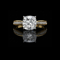 2.00 CT Luxurious Cushion Cut Lab Grown Diamond Ring Setting with Dazzling Pave-Set Accents