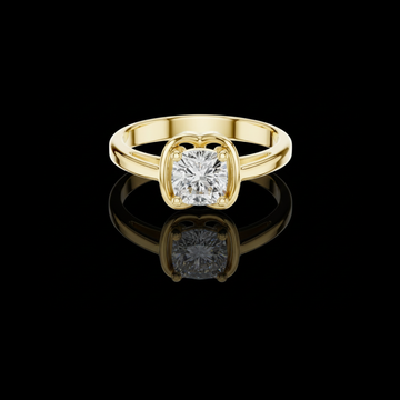 2.50 TCW Timeless Cushion Cut Lab Grown Diamond Solitaire Ring with unique Bezel Setting