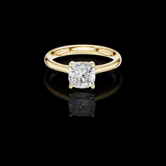 1.12 TCW Majestic Cushion Cut Moissanite Diamond Solitaire Ring with Classic Four Prong Setting