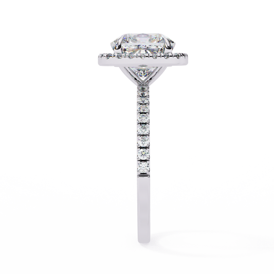 Cushion Cut Diamond Hidden Halo Lab Diamond Ring - view 2