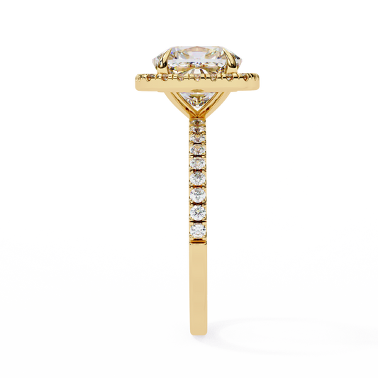Cushion Cut Diamond Hidden Halo Lab Diamond Ring - view 4