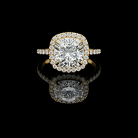 2.00 CT Bright Cushion Cut Lab Grown Diamond Engagement Ring with Soft Halo Design For Quiet Days