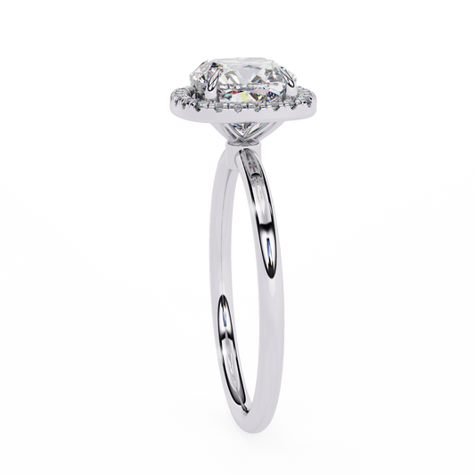 Cushion Cut Halo Lab Diamond With Cathedral Setting Ring - view 3