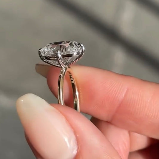 Cushion Cut Lab Diamond Solitaire Engagement Ring - view 3