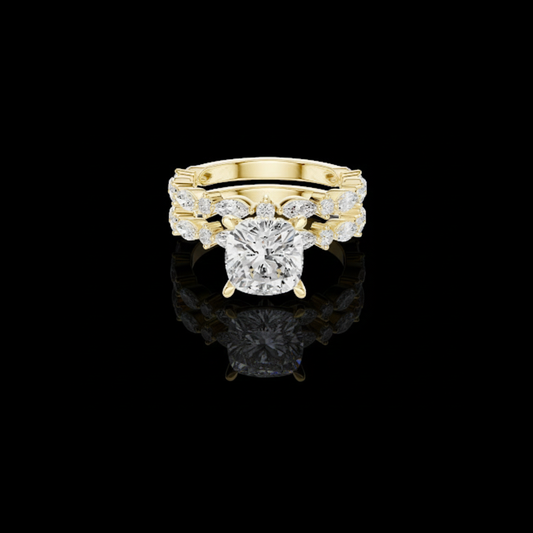 3.00 CT Luxurious Cushion Cut Moissanite Diamond Bridal Ring Set with Diamond Accents