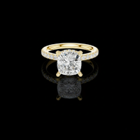 3.50 CT Dazzling Cushion Moissanite Diamond Ring with Hidden Halo Pave Band Engagement Ring For Her