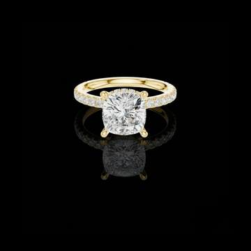 3.50 CT Dazzling Cushion Lab Grown Diamond Ring with Hidden Halo Pave Band Engagement Ring For Her