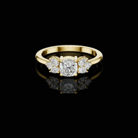 2.00 CT Designer Cushion Cut Lab Grown Diamond Ring with Floral Cluster Side Accents
