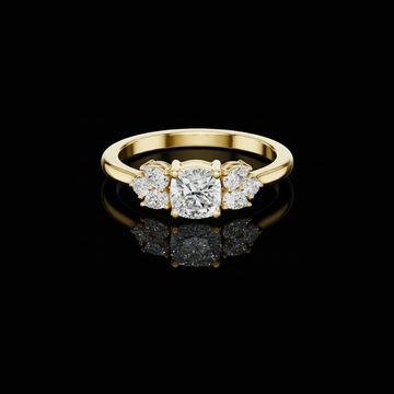 2.00 CT Designer Cushion Cut Lab Grown Diamond Ring with Floral Cluster Side Accents