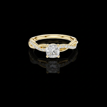 0.70 CT Cushion Cut Lab Grown Diamond Twist Band Braided Shank Engagement Ring Pave Style Jewelry Gift