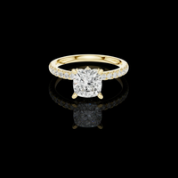 2.50 CT Delicate Cushion Cut Lab Grown Diamond With Sparkling Pave Band Engagement Ring For Her