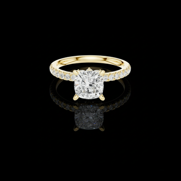 2.50 CT Delicate Cushion Cut Lab Grown Diamond With Sparkling Pave Band Engagement Ring For Her