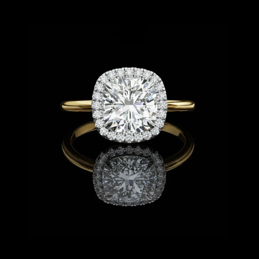 2.00 CT Cushion Cut Lab Grown Diamond Halo Ring with Romantic Glow For Soft Tomorrow