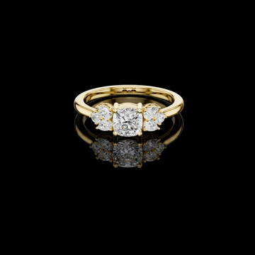 1.50 CT Grace Cushion Cut Lab Grown Diamond Ring with Brilliant Side Round & Pear Accents