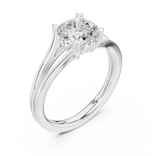 Split Shank Cushion Cut Lab Diamond Solitaire Rings - view 4