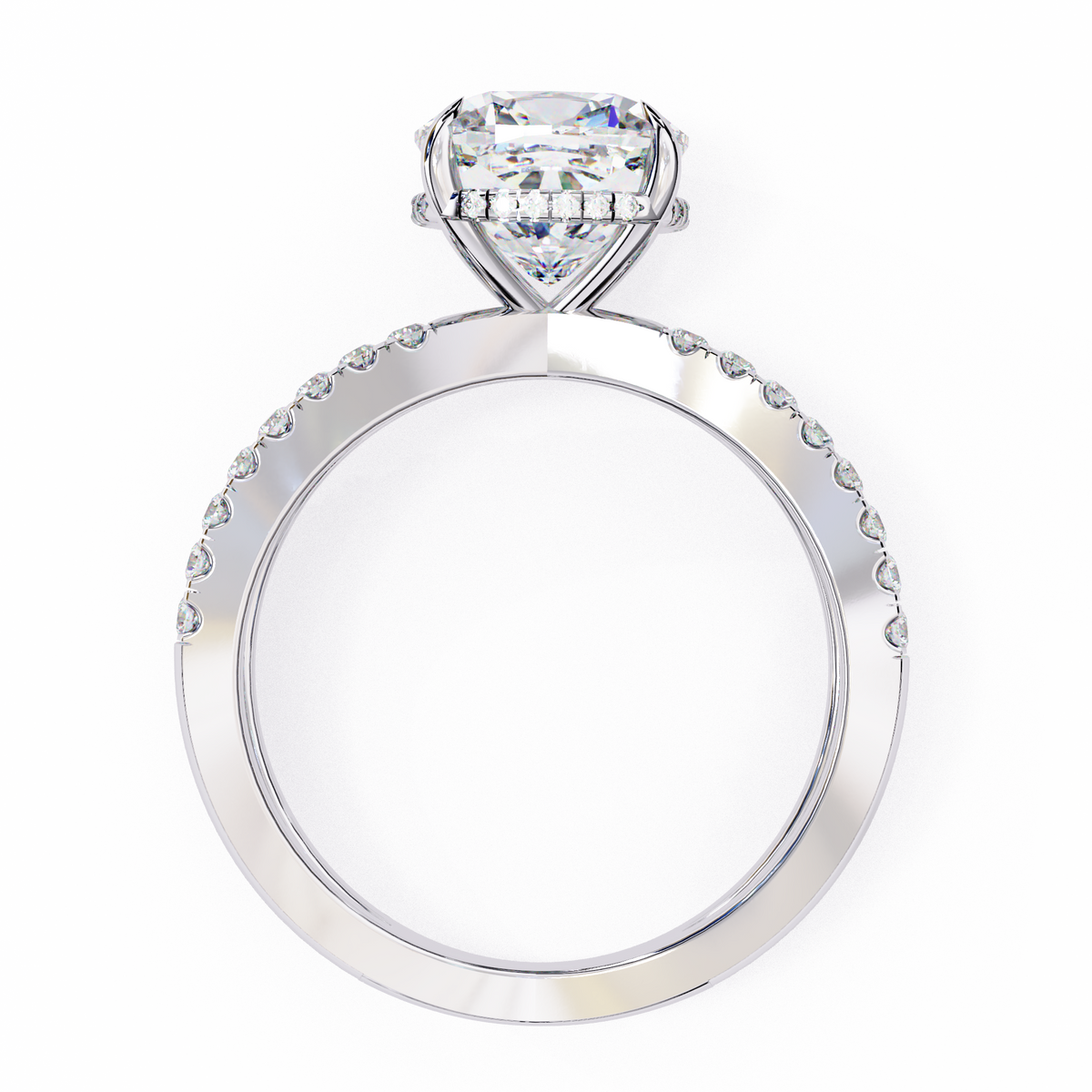 Silver ring with a heart-shaped diamond 