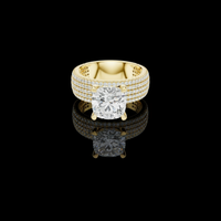 2.60 CT Royality Round Brilliant Solitaire Moissanite Diamond Ring with Wide Multi Row Pave Band