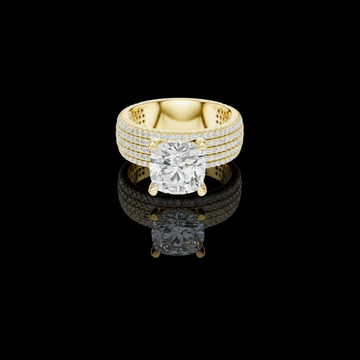 2.60 CT Royality Round Brilliant Solitaire Moissanite Diamond Ring with Wide Multi Row Pave Band