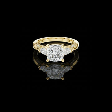 2.50 CT Supreme Cushion Cut Three Stone Moissanite Diamond Ring with Classic Bridal Brilliance Party