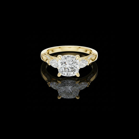 2.00 CT Supreme Cushion Cut Three Stone Moissanite Diamond Ring with Classic Bridal Brilliance Party