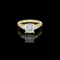 2.50 CT Supreme Cushion Cut Three Stone Lab Diamond Ring with Classic Bridal Brilliance Party