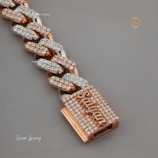 Personalized Rose Gold Moissanite Diamond Custom Bracelet by Ivevar