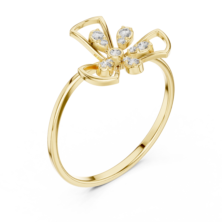 Floral Petal Round Cut Moissanite Ring - view 2