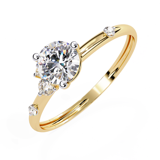 Round Cut Lab Grown Diamond Engagement Ring with Diamond Accents