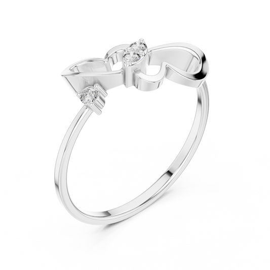 Round Cut Lab Diamond Double Heart Open Ring with Slim Band - view 4