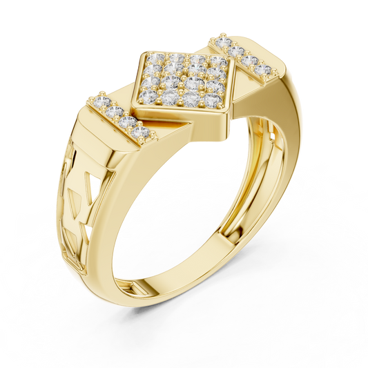 Round Cut Lab Grown Diamond Men's Vertical Pave Pillar Wedding Ring - view 4