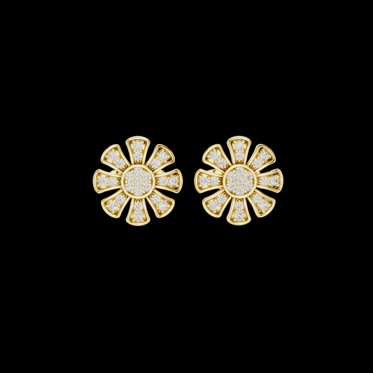 0.25 TCW Daisy Floral Stud Earrings with Round Brilliant Moissanite Diamonds