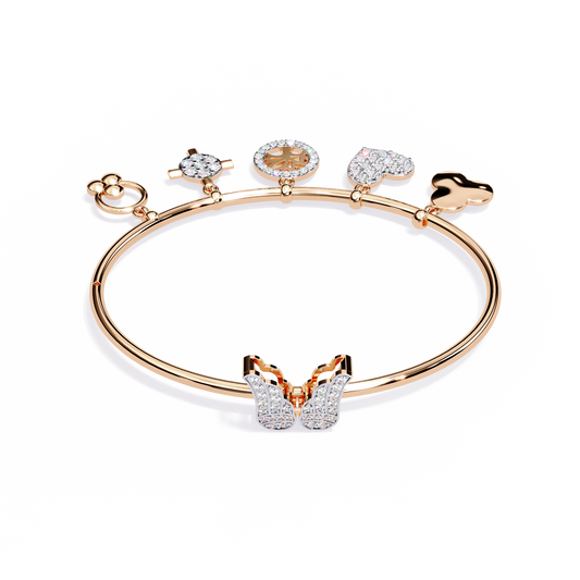 Round Charm Bangle Bracelet Heart & Symbol Charms - view 3