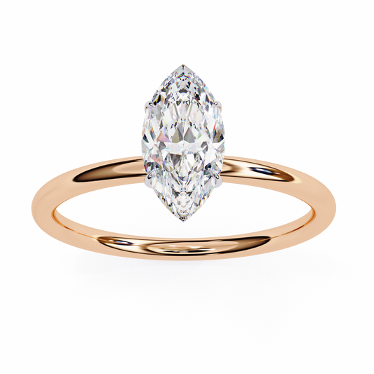 Marquise Cut Moissanite Solitaire Engagement Ring With Six Prong - view 3