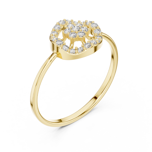 Round Cut Lab Diamond Halo Cluster Ring With Pave Circle Design - view 2