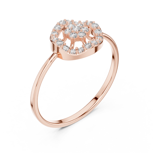 Round Cut Lab Diamond Halo Cluster Ring With Pave Circle Design - view 3