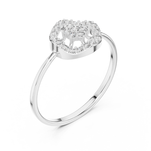 Round Cut Moissanite Halo Cluster Ring With Pave Circle Design - view 4