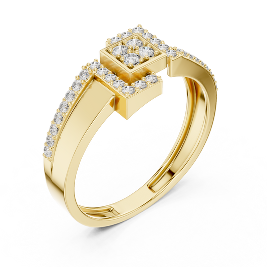Cluster Round Cut Lab Diamond Statement Engagement Ring Wide Band - view 4