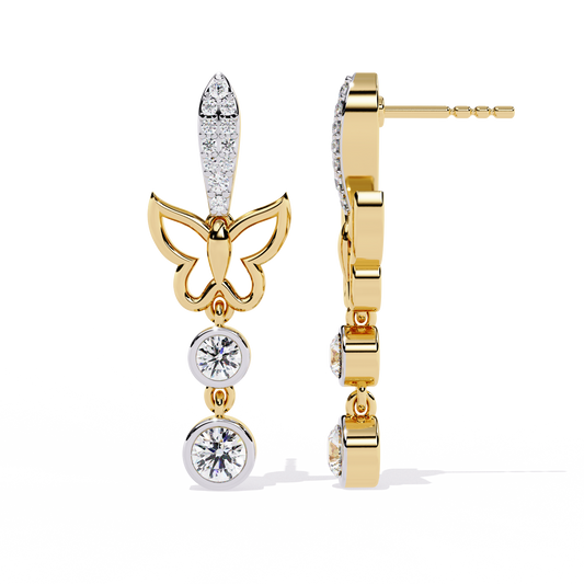 Butterfly Drop Earrings with Bezel Set Rounds - view 4